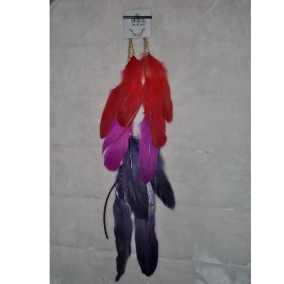 Bohemian feather earring Lightweight Fancy style. Long Handmade Retro Vintage - Picture 3 of 8